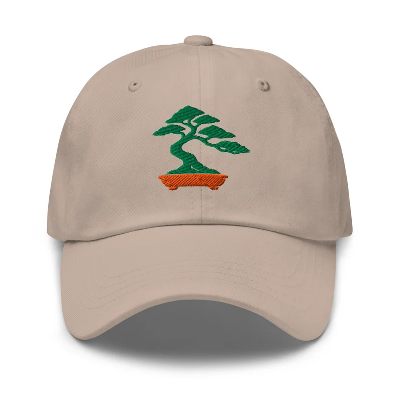 Bonsai Wonderland Embroidered Dad Hat, Stone