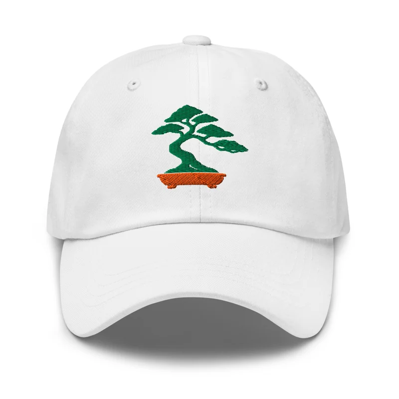 Bonsai Wonderland Embroidered Dad Hat, White