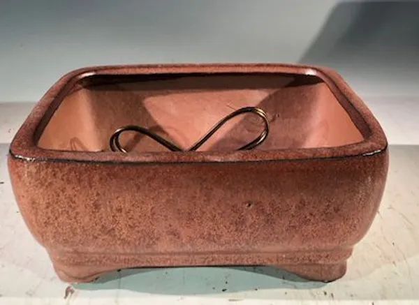 Aztec Orange Ceramic Bonsai Pot, Rectangle Professional Series 6" x 4" x 2"