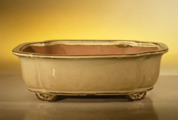 Beige Ceramic Bonsai Pot, Rectangle