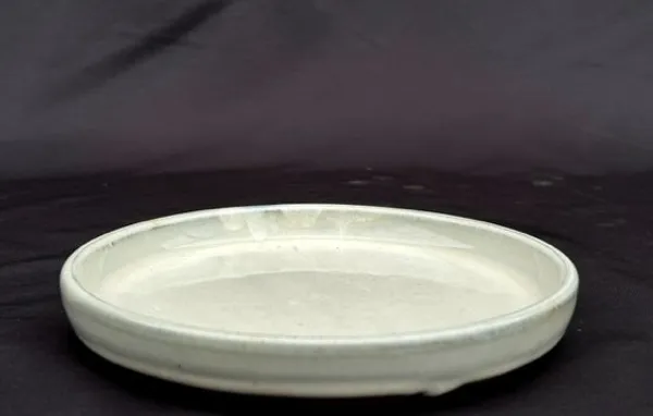 Beige Ceramic Humidity/Drip Bonsai Tray, Round 10" x 1"