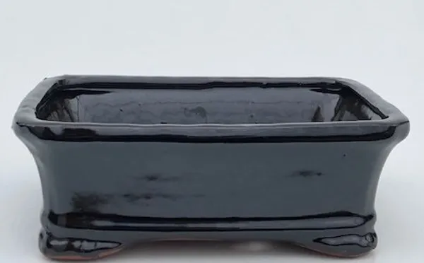 Black Ceramic Bonsai Pot, Rectangle