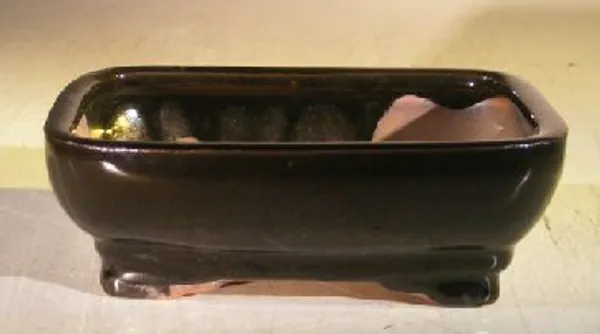 Black Ceramic Bonsai Pot, Rectangle 7.5." x 5.75" x 2.5
