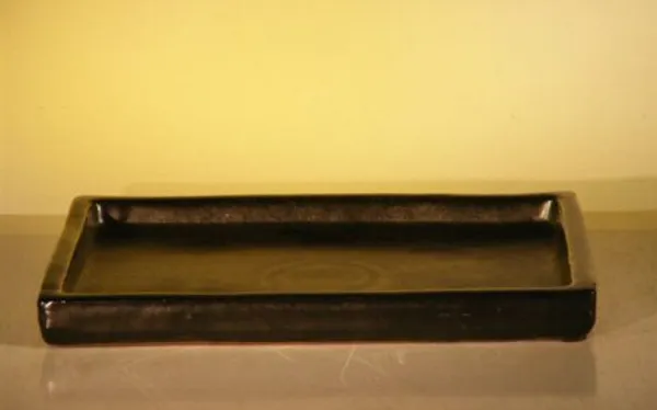 Black Ceramic Humidity/Drip Bonsai Tray (Rectangle) 12.5" x 9.25" x 1.0"