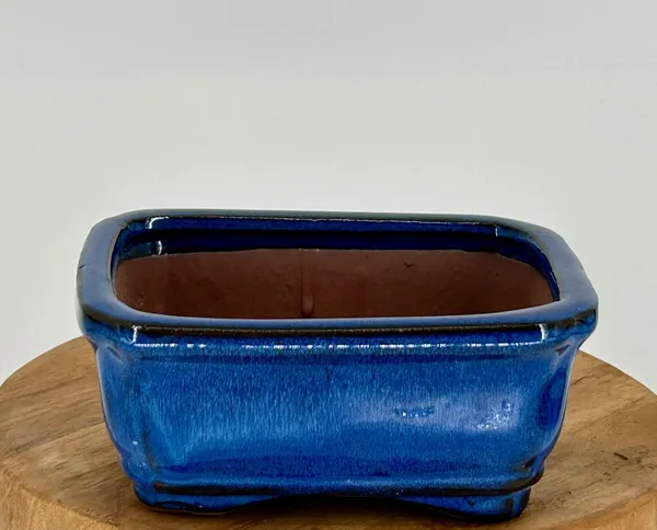 Blue Ceramic Bonsai Pot Rectangle 5.25" x 4.0" x 2.25"