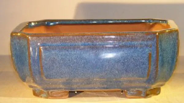 Blue Ceramic Bonsai Pot, Rectangle Professional Series 10" x 8" x 4"