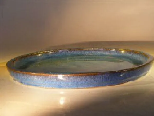 Blue Ceramic Humidity/Drip Bonsai Tray, Round 10.0" x 1.0"