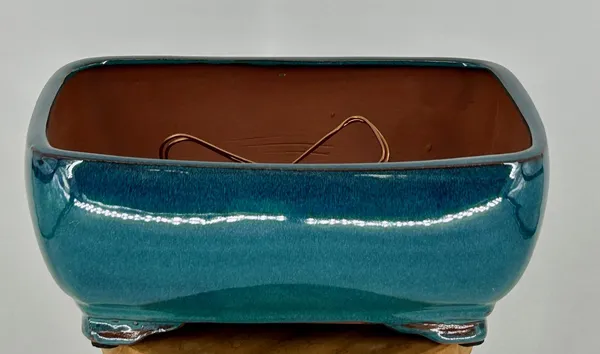 Blue / Green Ceramic Bonsai Pot, Rectangle Professional Series 10" x 8" x 4"