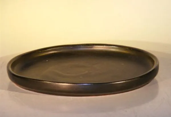 Ceramic Humidity/Drip Bonsai Tray, Black Round 11.25" x 1.0"