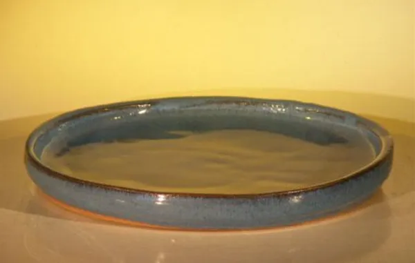 Ceramic Humidity/Drip Bonsai Tray, Blue Round 11.25" x 1.0"