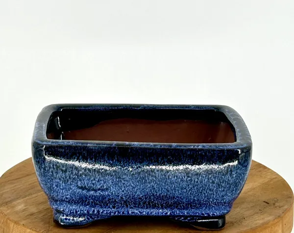 Marble Blue Ceramic Bonsai Pot Rectangle 5.25" x 3.75" x 2.0"