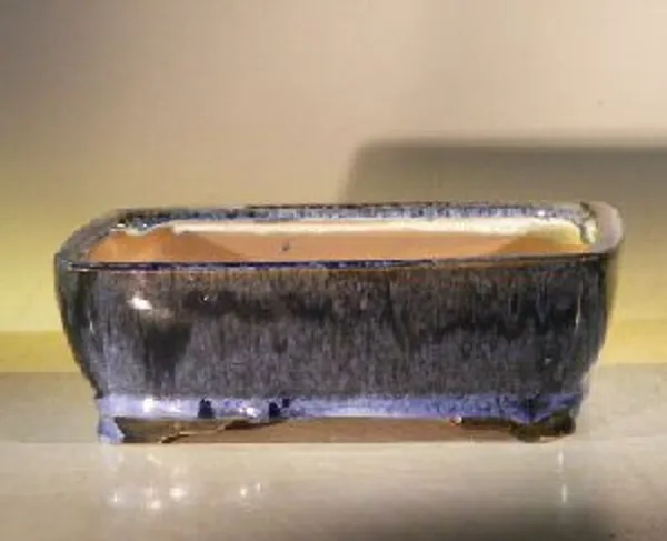 Marble Blue Ceramic Bonsai Pot, Rectangle 8" x 6" x 2.5"