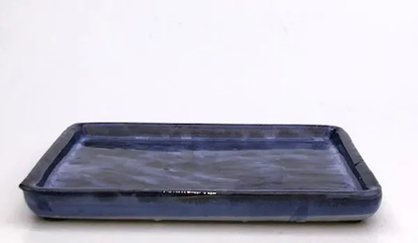 Marble Blue Ceramic Humidity / Drip Tray, Rectangle 8.25" x 6.75" x.75"