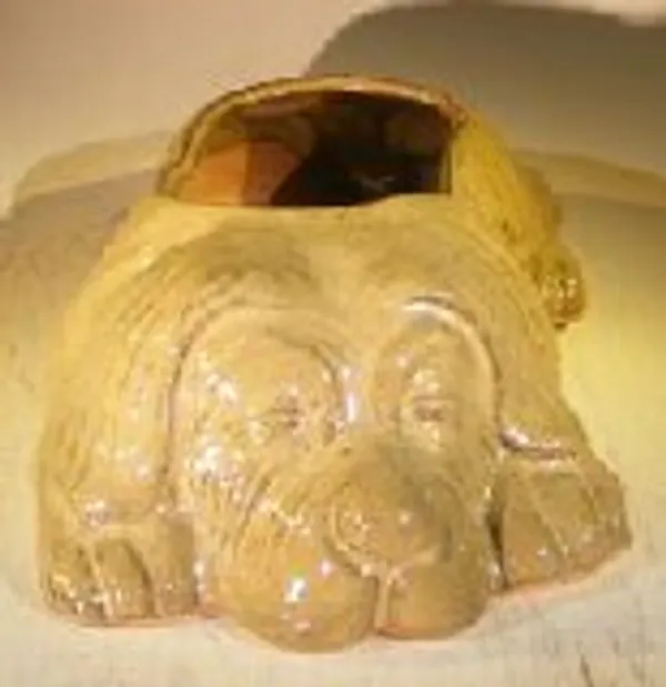 Olive Green Dog Planter 12.5" x 8.0" x 4"