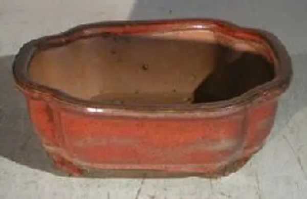 Parisian Red Ceramic Bonsai Pot, Rectangle 6.125" x 4.5" x 2.125"