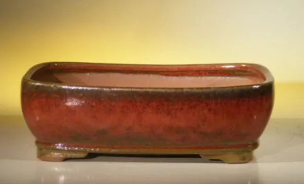 Parisian Red Ceramic Bonsai Pot, Rectangle
