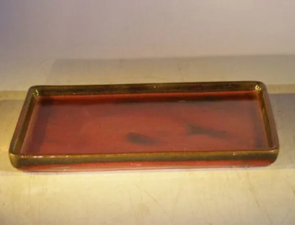 Parisian Red Ceramic Humidity/Drip Bonsai Tray, Rectangle 7.5" x 5.5" x 1.0"