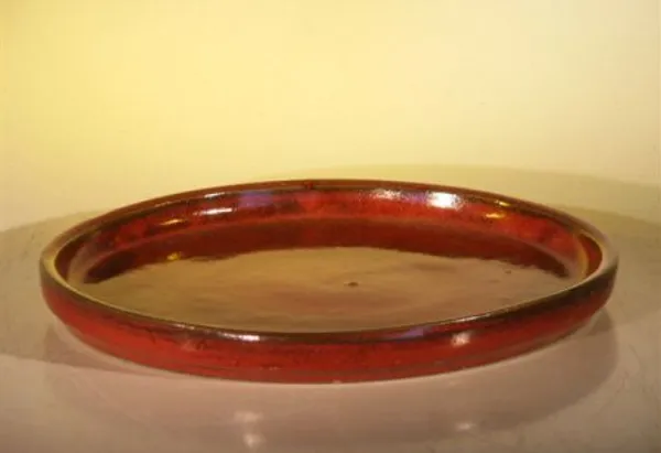Parisian Red Ceramic Humidity/Drip Bonsai Tray, Round 12.0" x 1.25"
