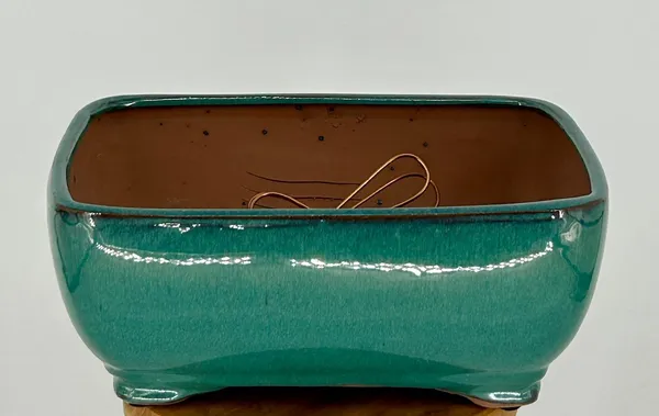 Seafoam Green Ceramic Bonsai Pot, Rectangle Professional Series 10" x 8" x 4"
