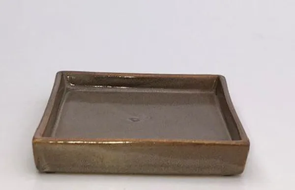 Tan Ceramic Humidity / Drip Tray, Square 5.25" x 5.25" x.75"
