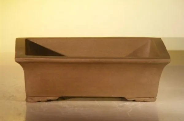 Tan Unglazed Ceramic Bonsai Pot, Rectangle 10" x 7.875" x 3.125"
