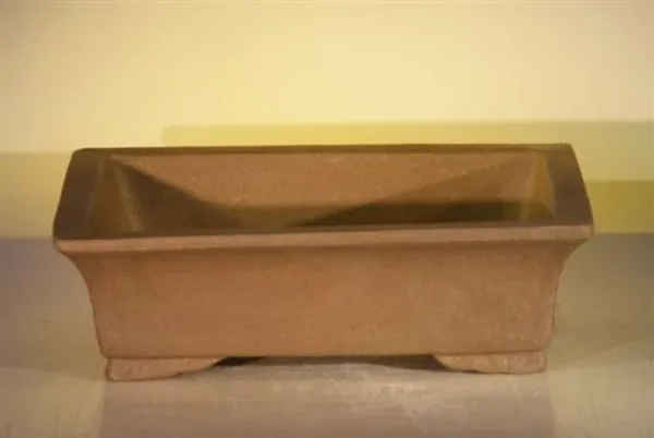 Tan Unglazed Ceramic Bonsai Pot, Rectangle 12" x 9.625" x 3.5"