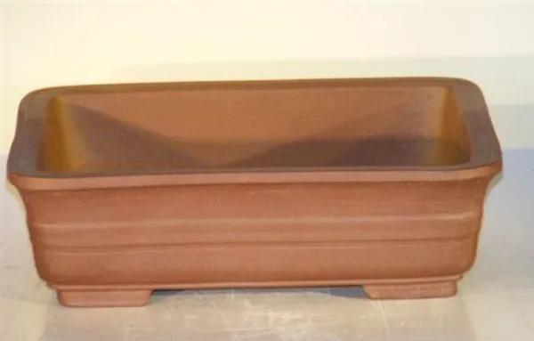 Tan Unglazed Ceramic Bonsai Pot, Rectangle 12" x 9.625" x 3.5"