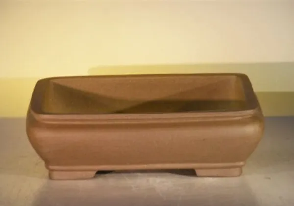 Tan Unglazed Ceramic Bonsai Pot, Rectangle 12" x 9.625" x 3.5"