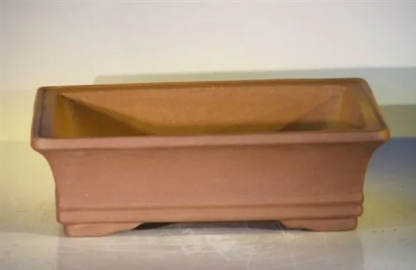 Tan Unglazed Ceramic Bonsai Pot, Rectangle 12" x 9.625" x 3.5"