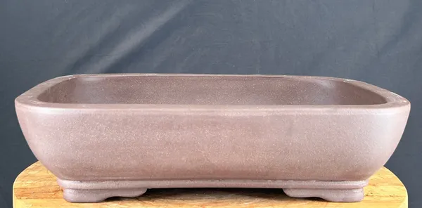 Tan Unglazed Ceramic Bonsai Pot, Rectangle 14.125" x 11.0" x 4.0"