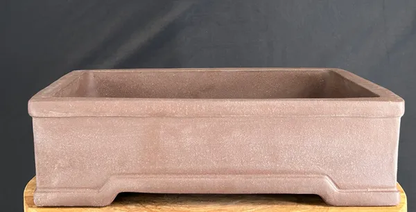 Tan Unglazed Ceramic Bonsai Pot, Rectangle 14.125" x 11.0" x 4.0