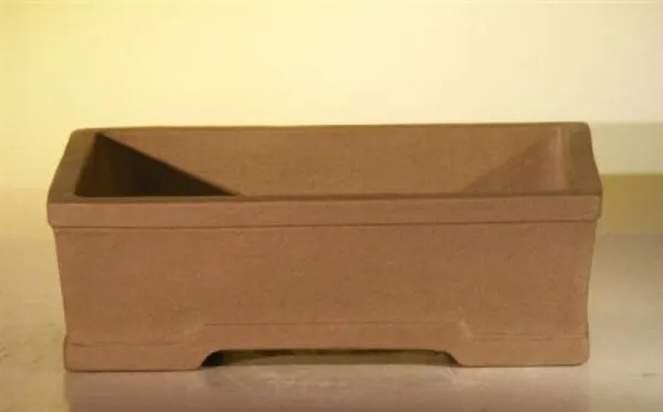 Tan Unglazed Ceramic Bonsai Pot, Rectangle 8.25" x 6" x 2.75"