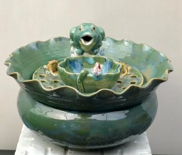 Ceramic Table Top Water Fountain 12.0" x 12.0" x 9.0"