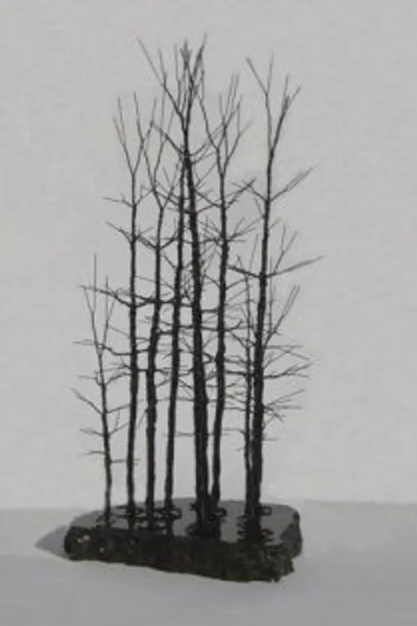 Wire Bonsai Tree Sculpture, Forest Scene