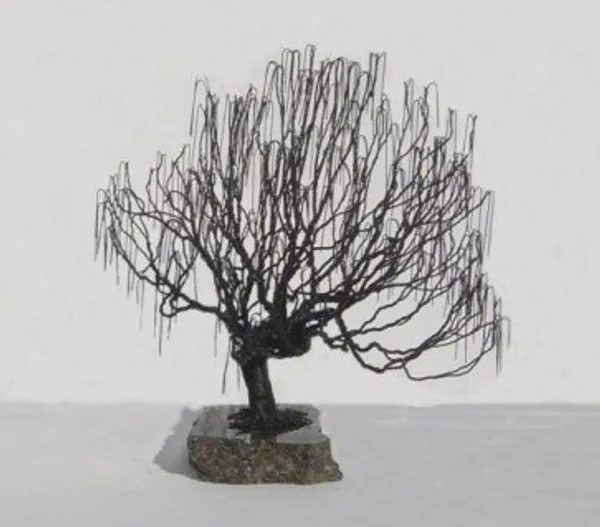 Wire Bonsai Tree Sculpture, Weeping Willow Style